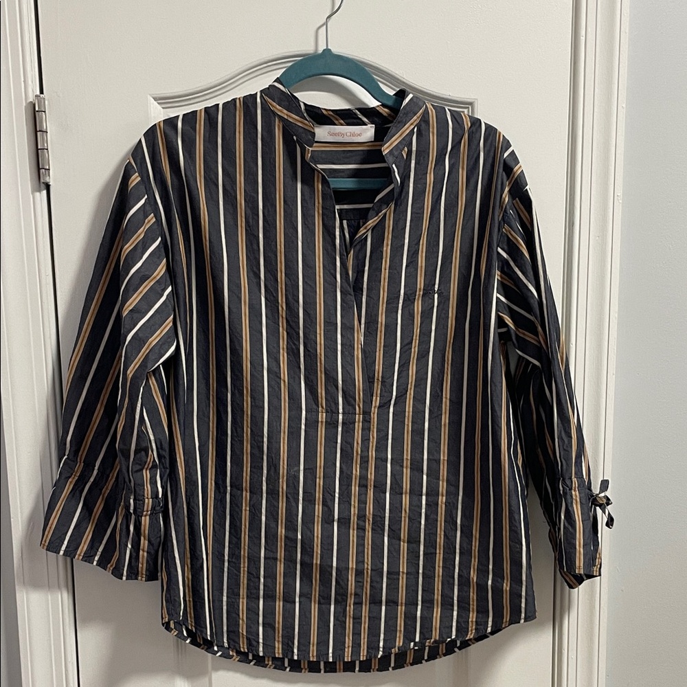 See by Chloe Blouse in Navy and Tan